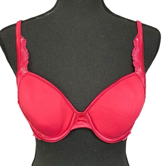 VICTORIA’S SECRET ANGELS Pink Lace Demi Lined Underwire Bra 34D - Picture 1 of 8